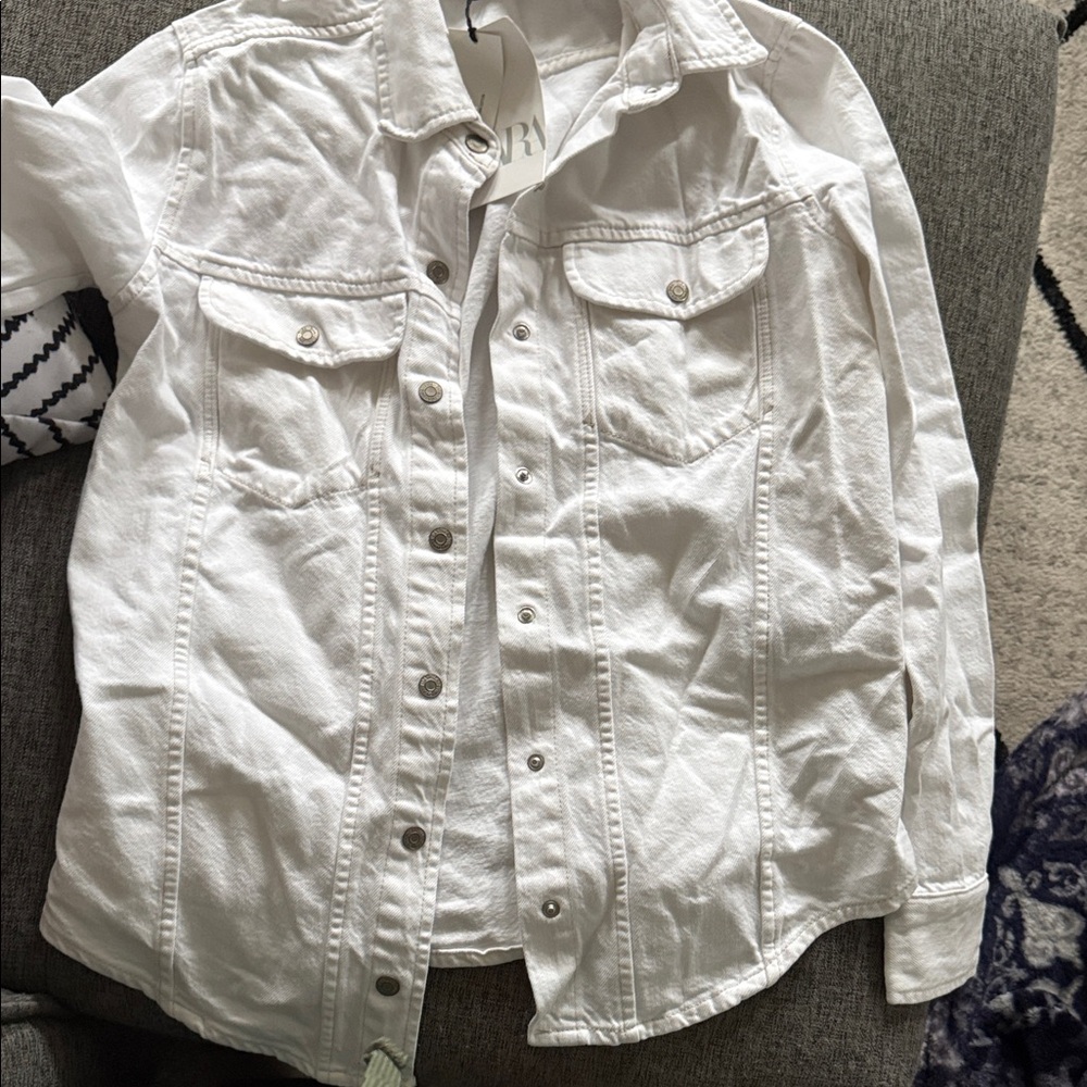 Zara Crisp White Jean Jacket